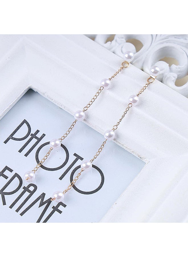 Depend Boho Pearl Drop Dangle Earring Gold Long Tassel Pearl Earrings Tiny Pearl Chain Earrings Vintage Earrings Jewelry For Women And Girls (Gold)  - Image 2