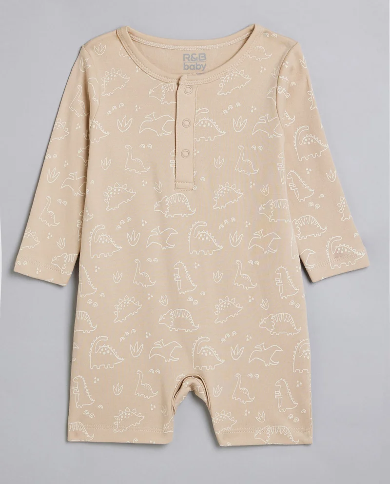 أر أند بي 3 Pack Printed Rompers with Long Sleeves