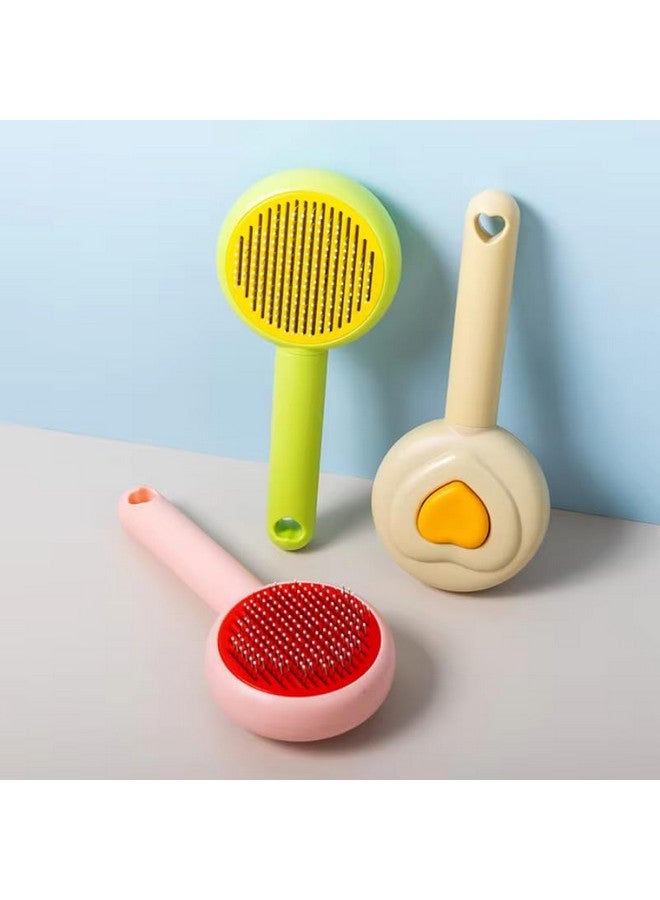 Pet Comb, Pet Hair Cleaner Brush, Cat Grooming Brush With Release Button, Cat Brush For Shedding Long Or Short Hair Cats Dogs Pet Massage Brushes, Self Cleaning Slicker Comb