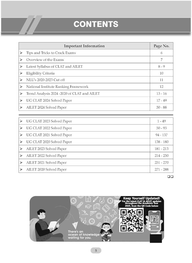 Oswaal CLAT & AILET 10 Previous Years Solved Papers - Year-Wise | CLAT (2020 -2024) & AILET (2020 - 2024) For Admission Test 2025  - Image 2