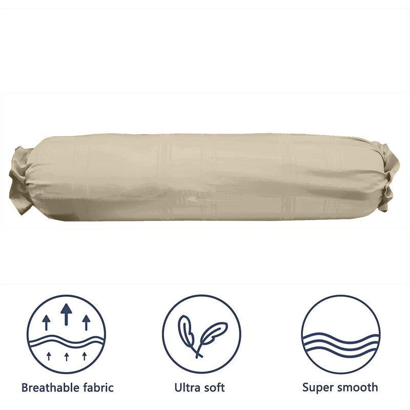 MAHAVEER COTTON Linenaffairs Micro Filled Microfiber White Bolster of Size 38X14X8Round Bed PillowBolster for Back and Neck Supportl Pillow Compliment for Deewan Sofa With Cotton Beige Washable Bolster Cover - Image 5