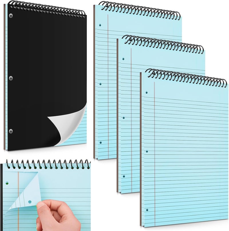 MotiMind 3 Packs 8.5" x 11" Top Spiral Notebook with 3 Hole Punched Legal Pads College Ruled Notepad 50 Sheets Hard Cardboard Paper Wirebound Notepad for Office School Business (Blue) - Image 1