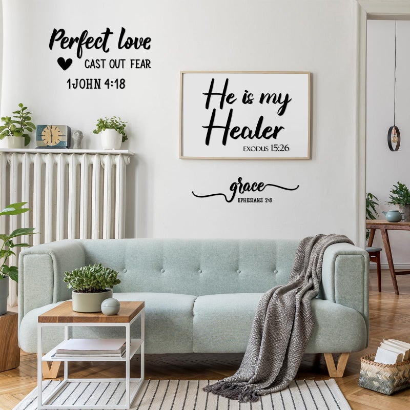 Sabary 12 Pcs Bible Verse Wall Decals Religious Scripture Wall Art Inspirational Quotes Stickers Christian Peel and Stick Motivational Decor for Bedroom Living Room(Pretty Style) - Image 4