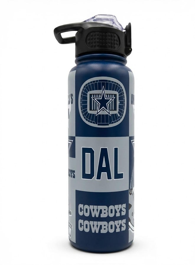 Proformance Home NFL Dallas Cowboys ProPress Local Slogan 32oz Stainless Steel Water Bottle, Press Top Lid - Image 1