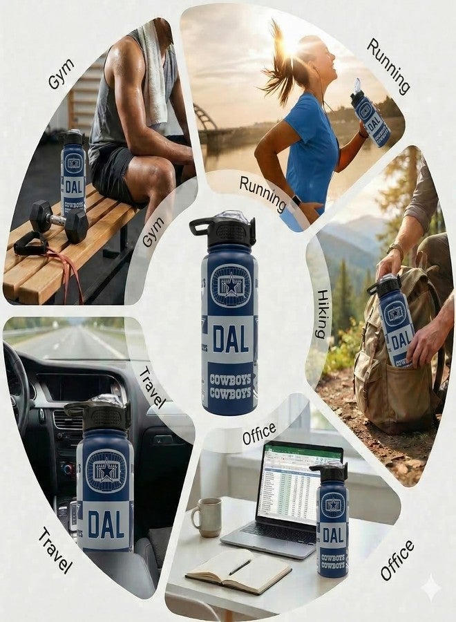 Proformance Home NFL Dallas Cowboys ProPress Local Slogan 32oz Stainless Steel Water Bottle, Press Top Lid - Image 5