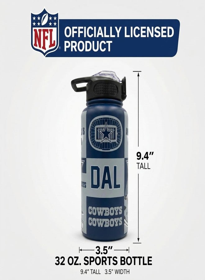 Proformance Home NFL Dallas Cowboys ProPress Local Slogan 32oz Stainless Steel Water Bottle, Press Top Lid - Image 2