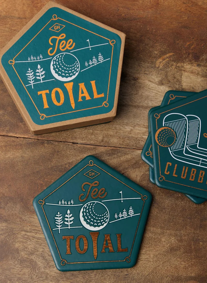 GENTLEMEN'S HARDWARE Set Of 4 Golf Ceramic Coaster