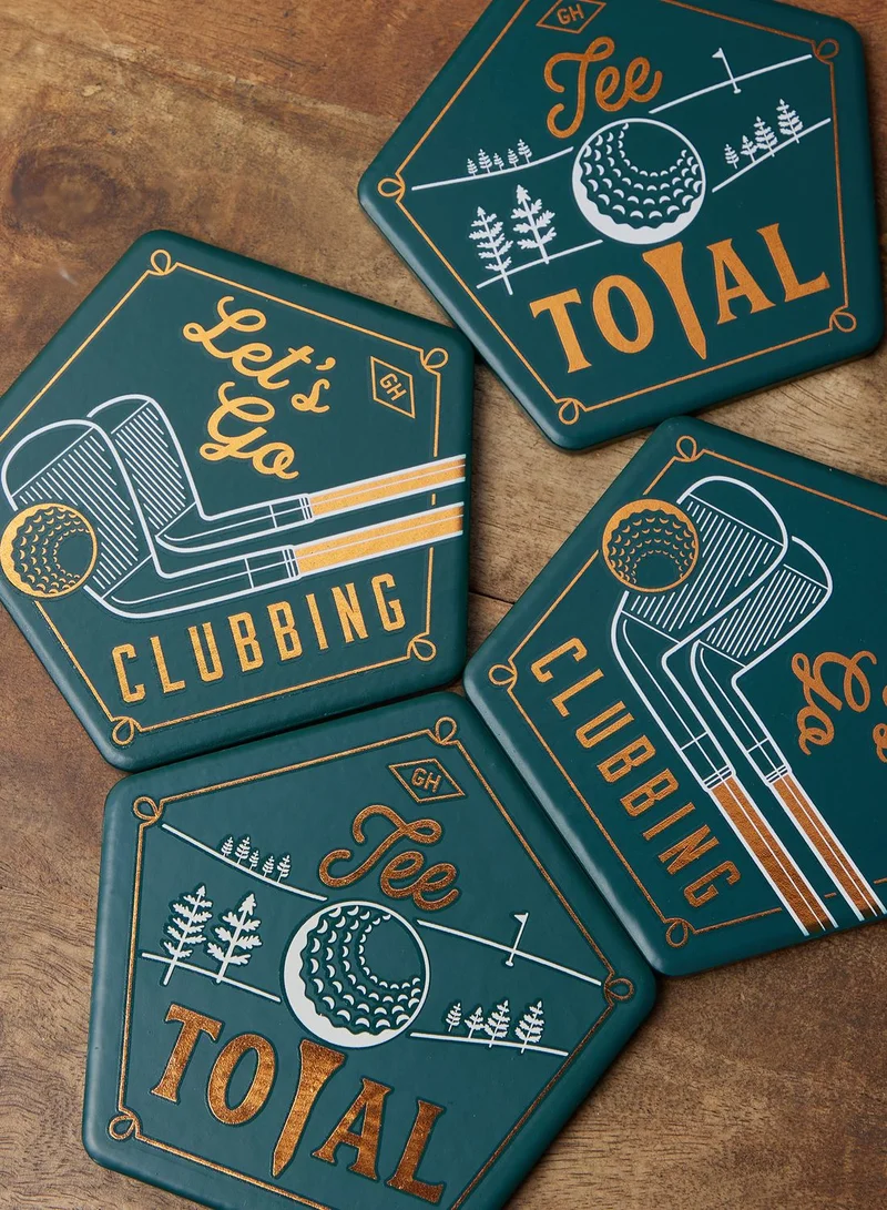 GENTLEMEN'S HARDWARE Set Of 4 Golf Ceramic Coaster