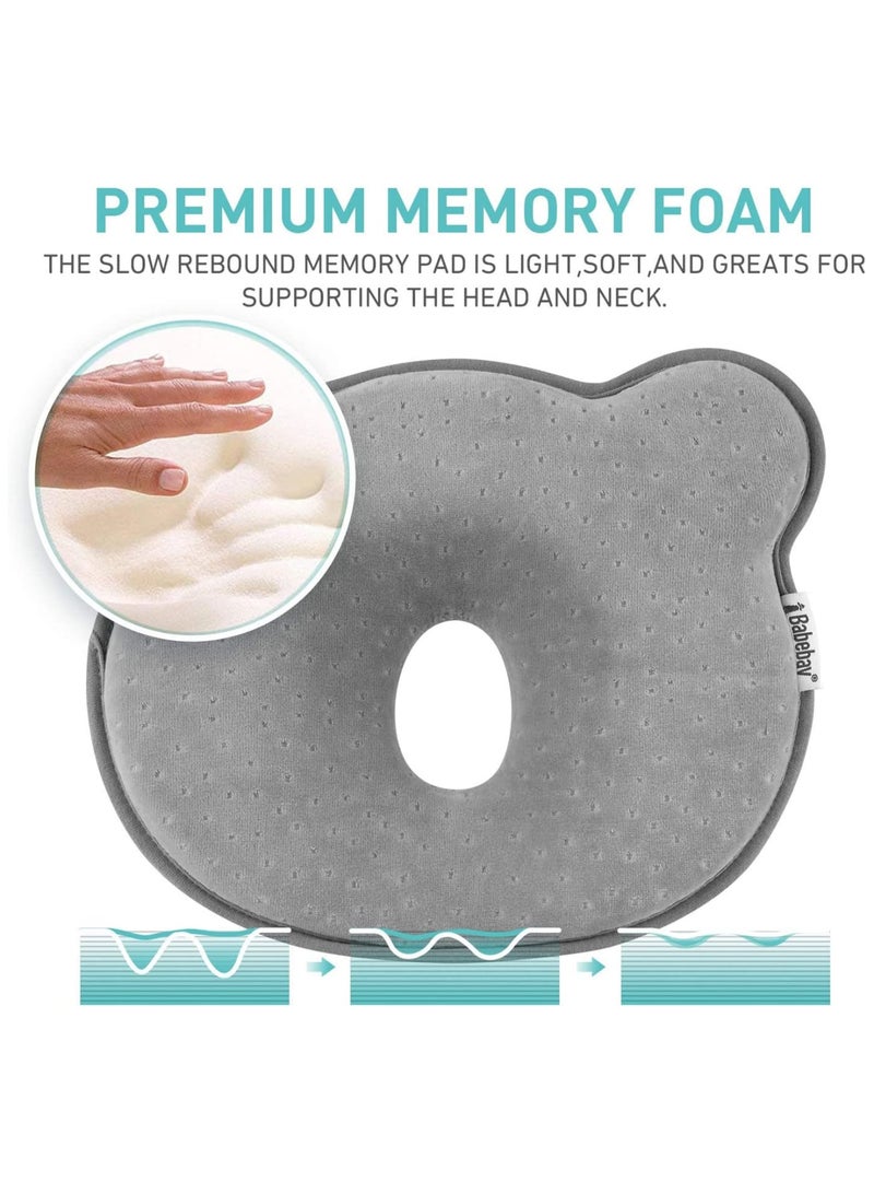 Baby Head Shaping Pillow, Baby Pillow 3D Memory Foam Pillow for Infants and Newborn Baby, Neck Support, Baby Pillow Breathable Set for Infants & Toddlers (Dark Grey)  - Image 2