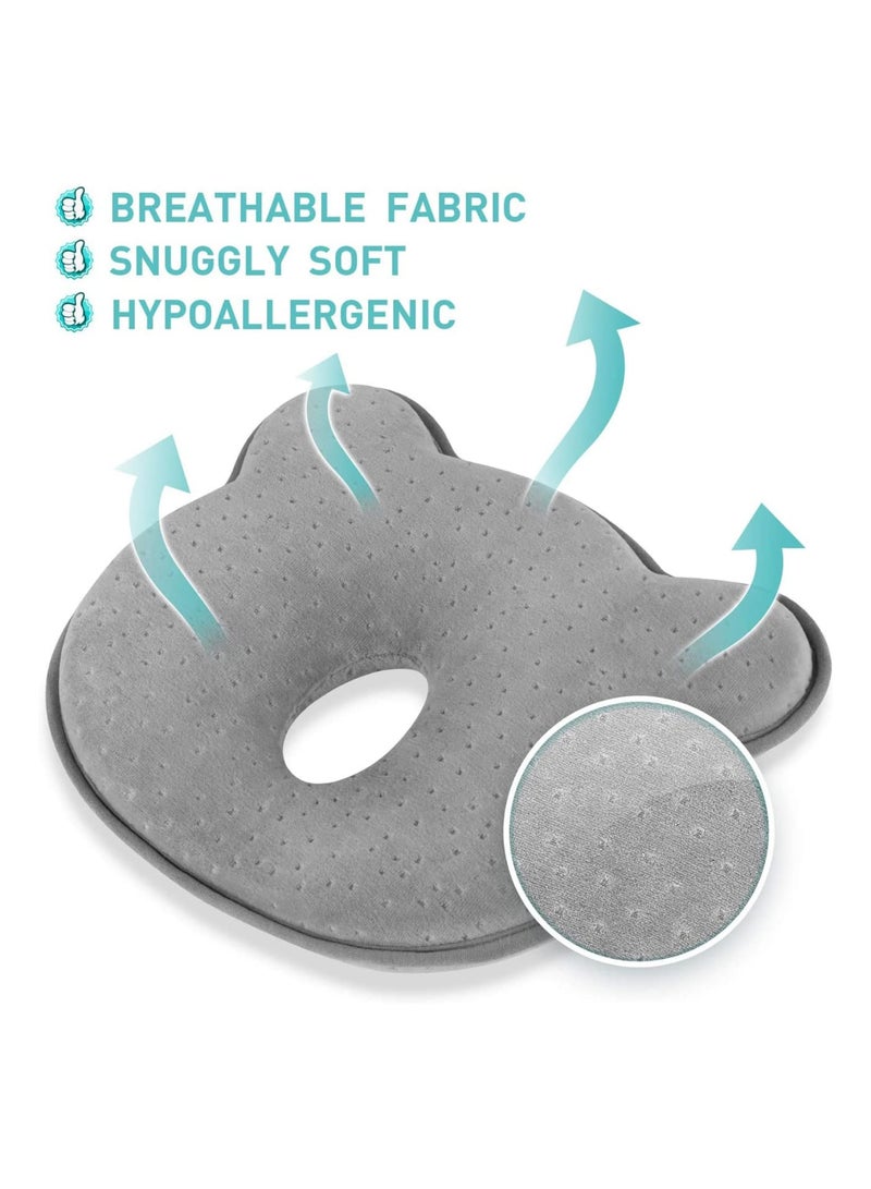Baby Head Shaping Pillow, Baby Pillow 3D Memory Foam Pillow for Infants and Newborn Baby, Neck Support, Baby Pillow Breathable Set for Infants & Toddlers (Dark Grey)  - Image 3