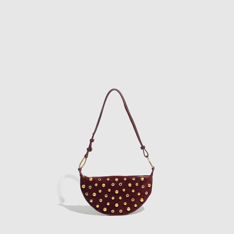 Metallic Punk-Style Crossbody Bag For Women With Eyelet Rivets And Polka Dots, Factory-Made Shoulder Bag - Image 1