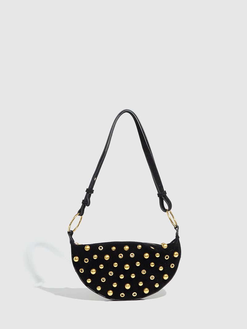 Metallic Punk-Style Crossbody Bag For Women With Eyelet Rivets And Polka Dots, Factory-Made Shoulder Bag - Image 2