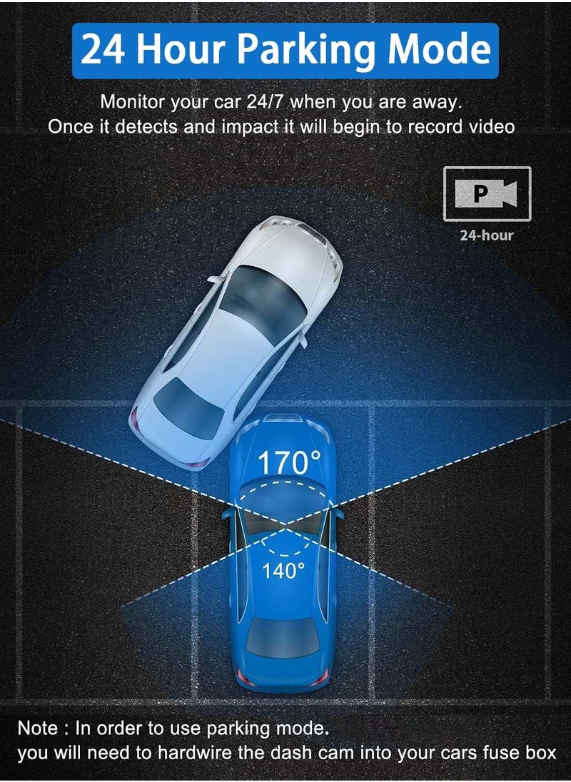 Viden - Dash cam Front And Rear Dual Lens 4K+1080P Built-In WIFI APP Connection 24-Hour Parking Monitoring 170 Degrees Wide Angle Dual Video Recording Night Vision Maximum Support 256GB - Image 1