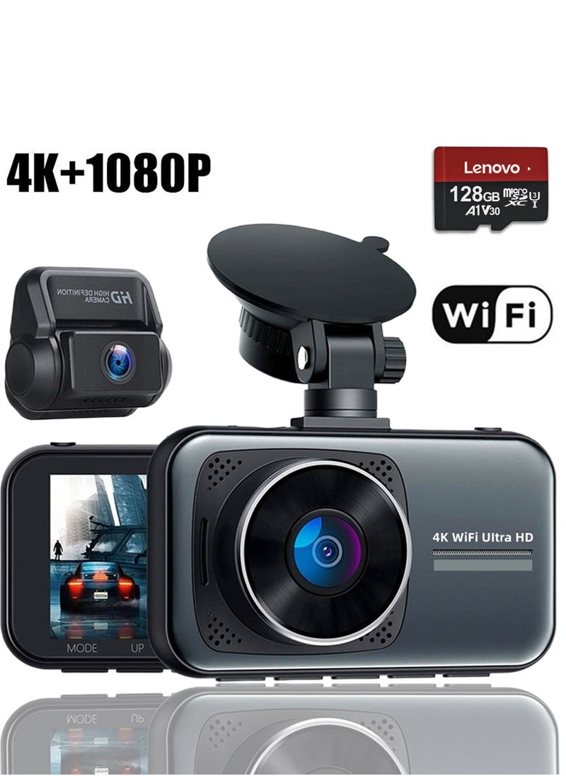 Viden - Dash cam Front And Rear Dual Lens 4K+1080P Built-In WIFI APP Connection 24-Hour Parking Monitoring 170 Degrees Wide Angle Dual Video Recording Night Vision Maximum Support 256GB - Image 1