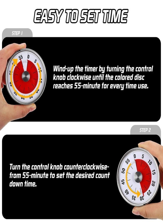 LDG WARE Mechanical Kitchen Timer with Alarm | 360 Degree Rotary Magnetic Visual Countdown Timer Clock for Study & Kitchen | Study Timer for Students | Stopwatch and ClockTimer with Loud Alarm - Image 4
