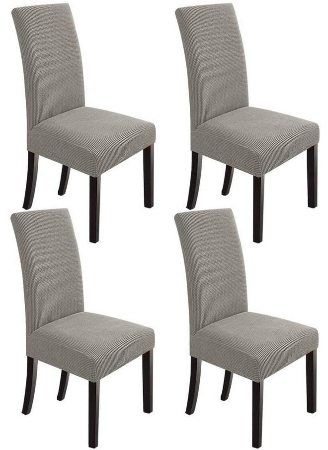 Styleys Styleys Dining Chair Cover Slipcovers, Jacquard Chair Seat Protector Removable Washable Spandex Kitchen Chair Covers for Dining Room, Set of 4, Light Grey, JLMC09  - Image 1
