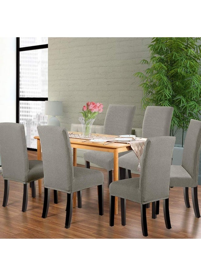 Styleys Styleys Dining Chair Cover Slipcovers, Jacquard Chair Seat Protector Removable Washable Spandex Kitchen Chair Covers for Dining Room, Set of 4, Light Grey, JLMC09  - Image 2