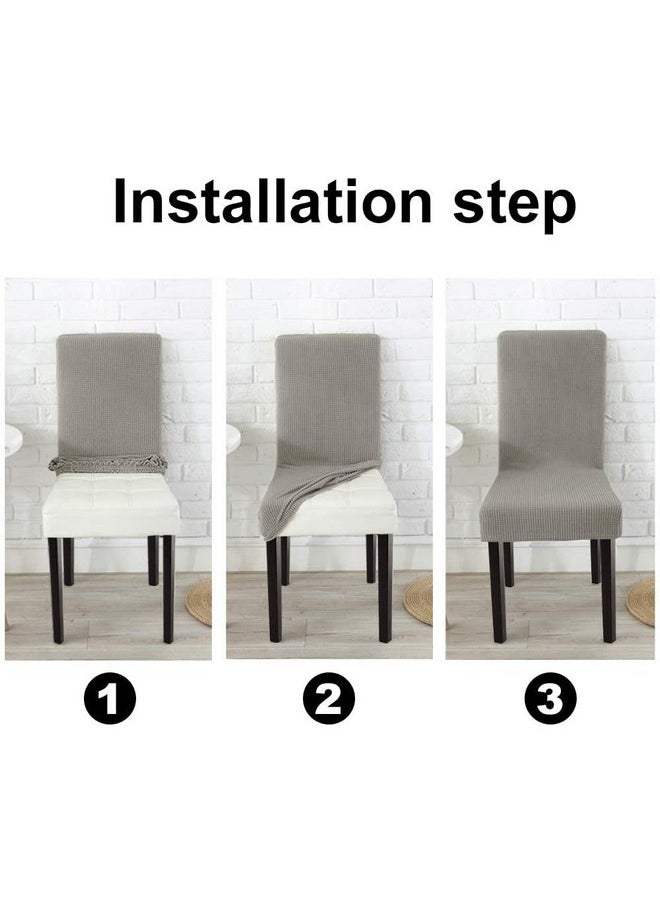Styleys Styleys Dining Chair Cover Slipcovers, Jacquard Chair Seat Protector Removable Washable Spandex Kitchen Chair Covers for Dining Room, Set of 4, Light Grey, JLMC09  - Image 5