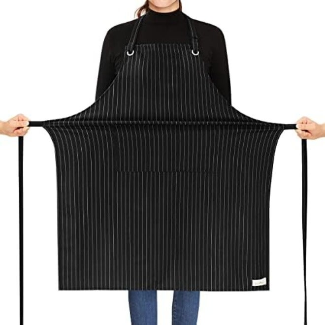 مريلة روتانيت المخططة المرنة للرجال والنساء - مريلة مطبخ مقاومة للماء مع جيوب - Image 2