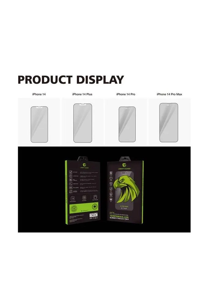 LIBERTY GUARD - 2.5D Full Cover Matte DR iPhone 14 Pro Max 6.7 Inch / Scratch and Damage Protection / Anti-Fingerprint / Glass Screen / Double Reinforced / Anti-Static - Clear - Image 1