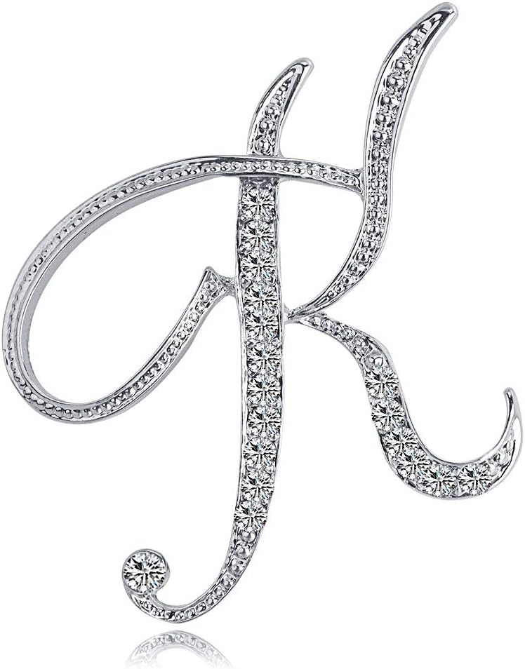 ETHOON Letter Brooch Pins Initial Rhinestone Brooch for Women Crafts Silvery A-Z - Image 1