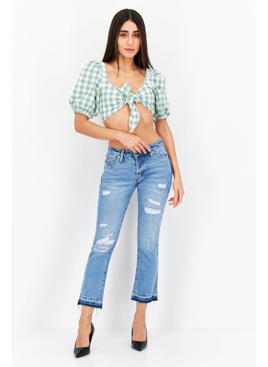 Earnest Sewn Women Regular Fit Ripped Stretchable Jeans, Light Blue  - Image 2