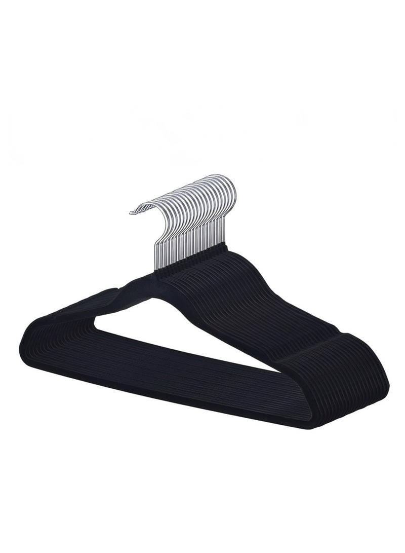 50 Pieces Non-Slip Velvet 360 Degree Swivel Hangers Set Black - Image 1