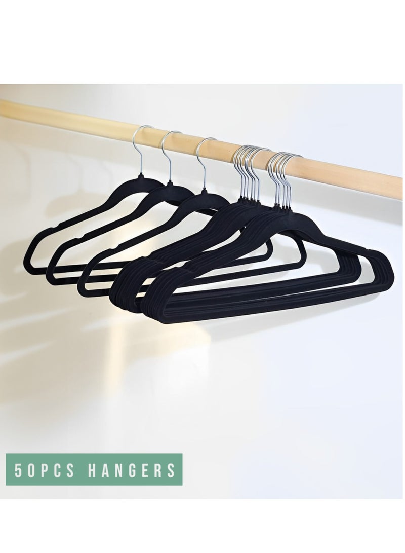 50 Pieces Non-Slip Velvet 360 Degree Swivel Hangers Set Black - Image 2
