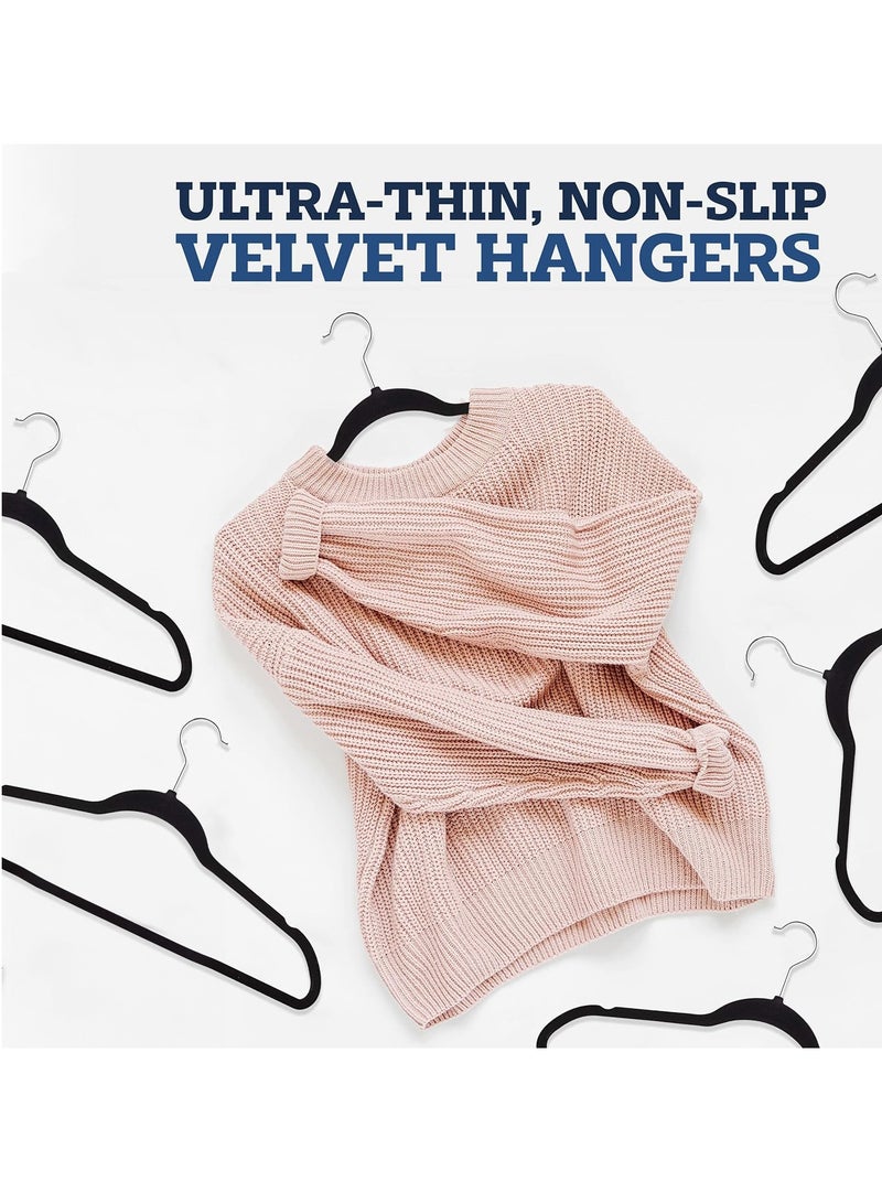 50 Pieces Non-Slip Velvet 360 Degree Swivel Hangers Set Black - Image 3