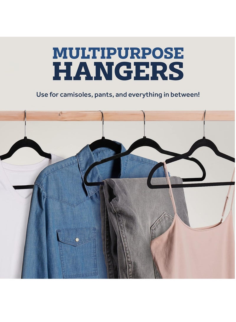 50 Pieces Non-Slip Velvet 360 Degree Swivel Hangers Set Black - Image 4