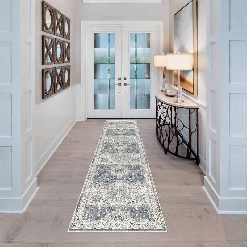 YOUFORTONG YOUFORTONG 2x7 Runner Rus for Hallways Soft Kitchen Rug Non Slip Rug Runner with Rubber Backing for Bathroom Washable Non Shedding Farmhouse Runner Rug Grey 2X7