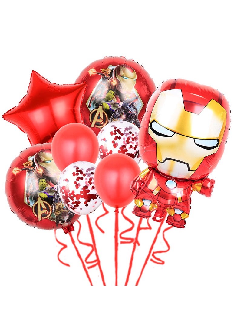 مجموعة بالونات الرجل الحديدي المكونة من 8 قطع لمستلزمات الحفلات ذات الطابع الخارق الكرتوني لتزيين حفلات أعياد الميلاد ومجموعة بالونات ذات طابع المنتقم من مارفل - Image 1
