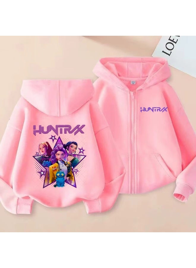 general KPop Korean-style printed fashionable boys' and girls' zip-up hooded sweatshirt for autumn and winter casual wear - Image 1