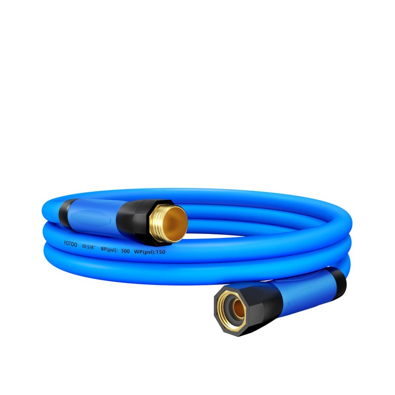 YOTOO Heavy Duty Hybrid Garden Lead in Water Hose 58Inch by 5Feet 150 PSI Kink Resistant AllWeather Flexible with Swivel Grip Handle and 34 GHT Solid Brass Fittings Blue - Image 2