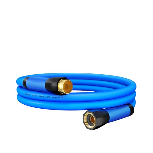 YOTOO Heavy Duty Hybrid Garden Lead in Water Hose 58Inch by 5Feet 150 PSI Kink Resistant AllWeather Flexible with Swivel Grip Handle and 34 GHT Solid Brass Fittings Blue - Image 1