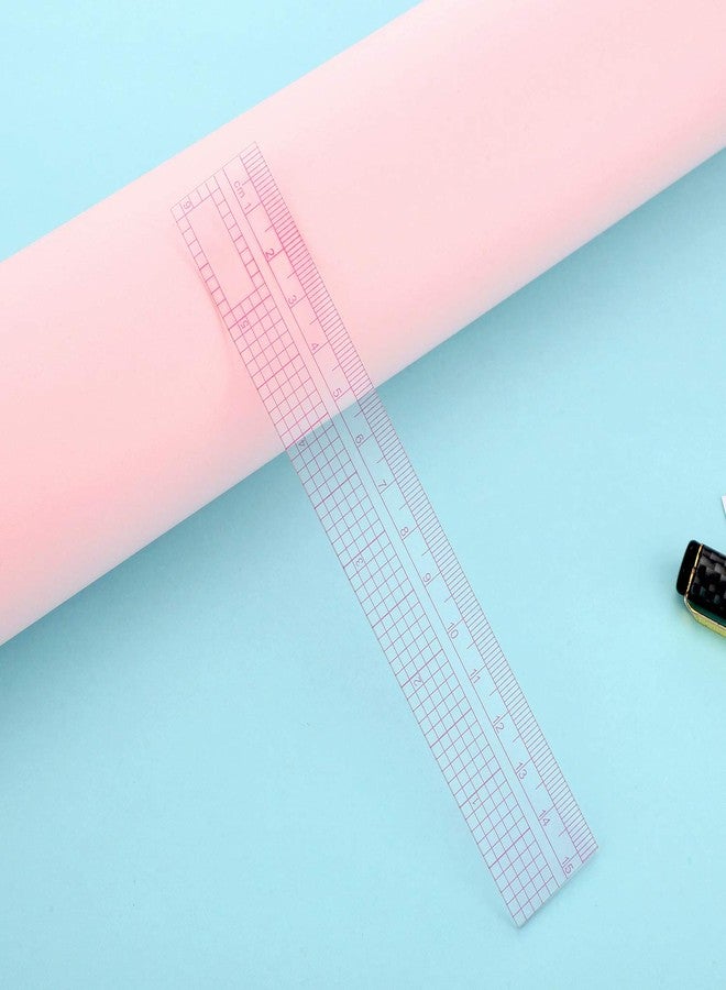 Pelopy 4 Pieces Clear Sewing Ruler Plastic Grid Transparent Ruler Plastic Straight Measuring Tool Set for Clothes Design Sewing(6 Inches, 12 Inches, B75 B-55 B-65 5808) - Image 4
