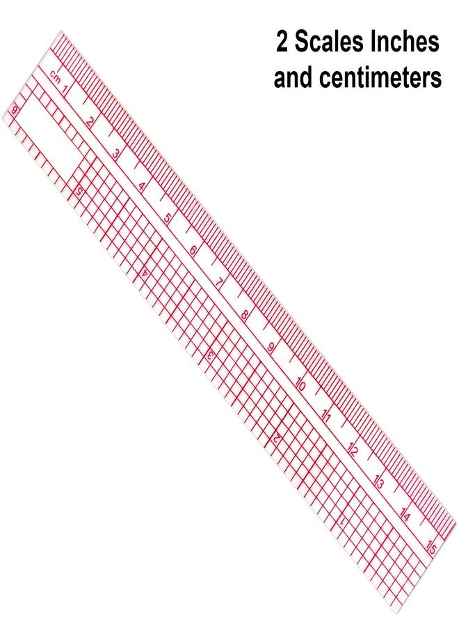 Pelopy 4 Pieces Clear Sewing Ruler Plastic Grid Transparent Ruler Plastic Straight Measuring Tool Set for Clothes Design Sewing(6 Inches, 12 Inches, B75 B-55 B-65 5808) - Image 3
