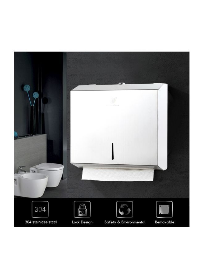 NIBEMINENT Wall-Mounted Tissue Dispenser Silver 282x100x260mm - Image 2