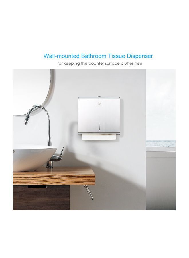 NIBEMINENT Wall-Mounted Tissue Dispenser Silver 282x100x260mm - Image 5