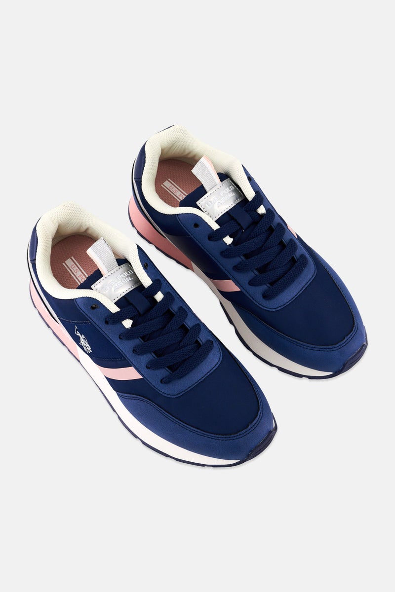 U.S. Polo Assn. Women Nylon-Eco Suede Lace Up Casual Shoes, Blue  - Image 4