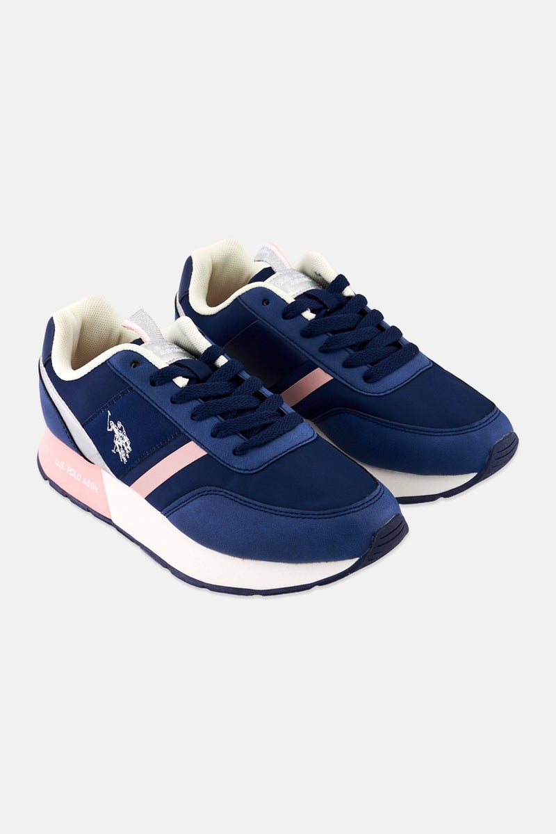 U.S. Polo Assn. Women Nylon-Eco Suede Lace Up Casual Shoes, Blue  - Image 1