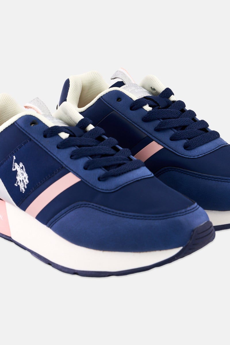 U.S. Polo Assn. Women Nylon-Eco Suede Lace Up Casual Shoes, Blue  - Image 3