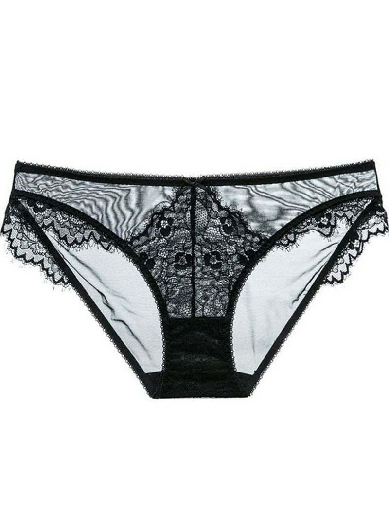 Loquat Lady's Breathable Panty Women's Low-Waisted Lace Briefs Black 