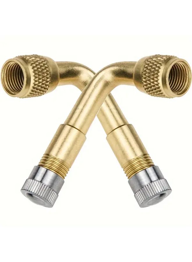 4pcs 90 Degree Golden Copper Schrader Valve Stems Universal Adapters For Vehicles - Image 3