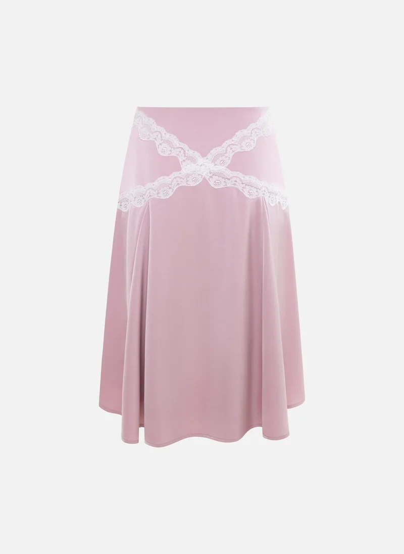 Lichi  Midi skirt with contrasting lace for Women | Best Price UAE