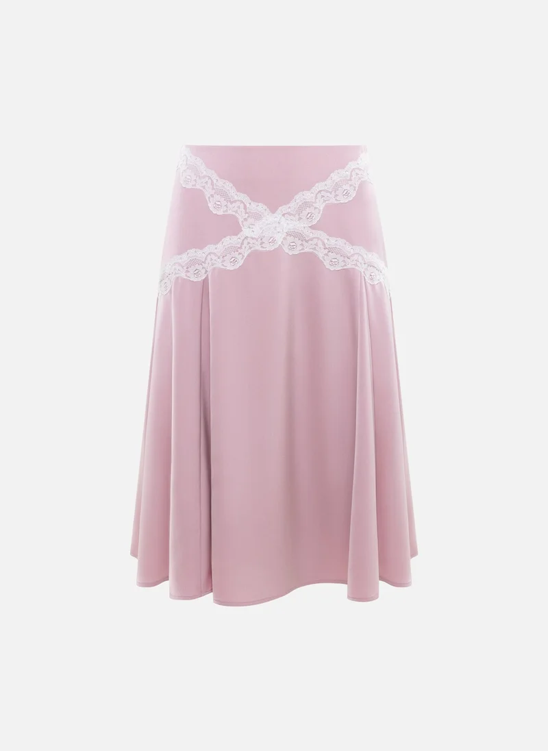 Lichi  Midi skirt with contrasting lace for Women | Best Price UAE