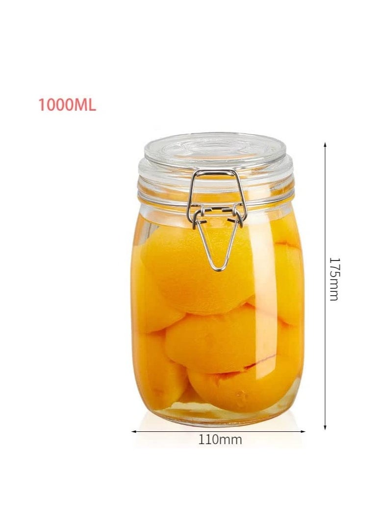 2 food glass storage bottles with airtight jars 1000ml