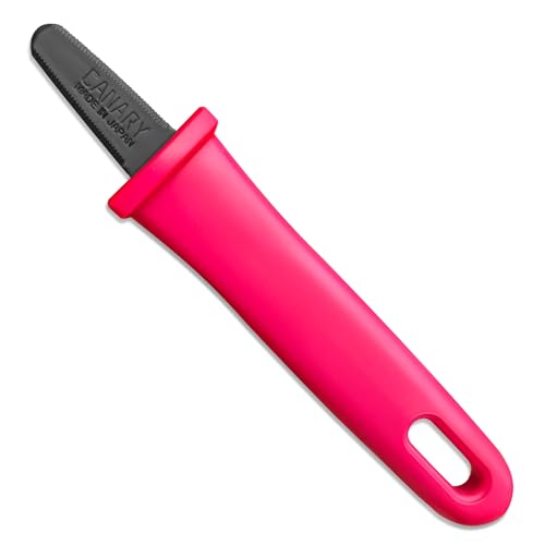 CANARY Box Opener Mini Cutter 5" [Non-Stick Coated Blade], Safety Package Opener Small Knife Tool, Safe Serrated Japanese Stainless Steel Blade, Pink, Made in JAPAN - Image 1