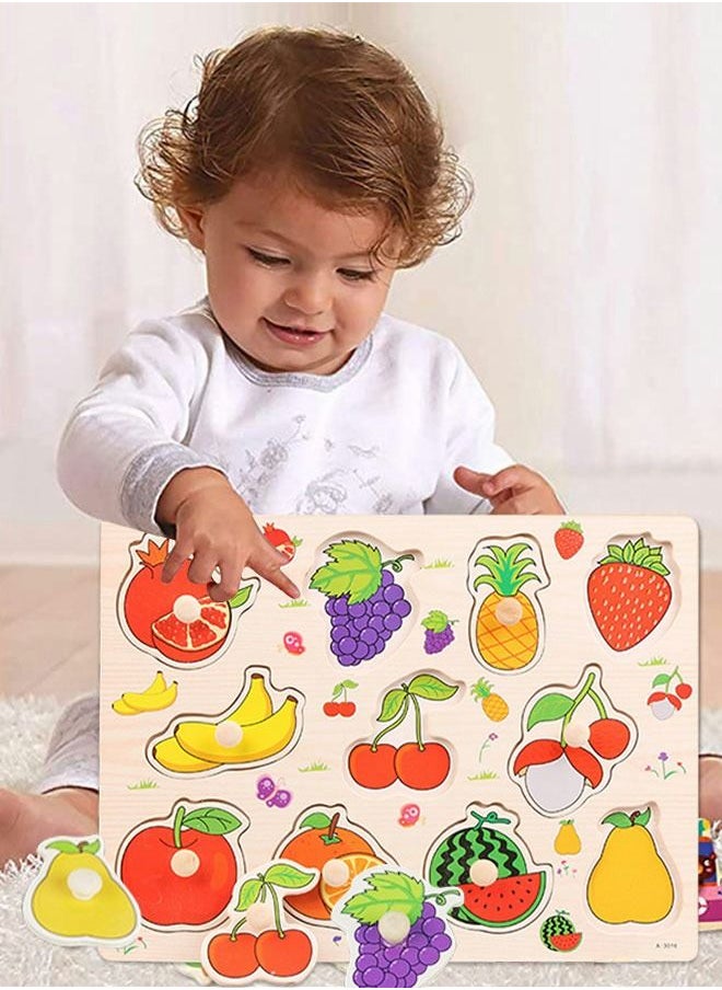 GROIC Wooden Puzzles Set，Fruits, Farm and Animals Learning Wooden Puzzles Board for Kids, Preschool Educational Puzzles Activity Toys  - Image 5