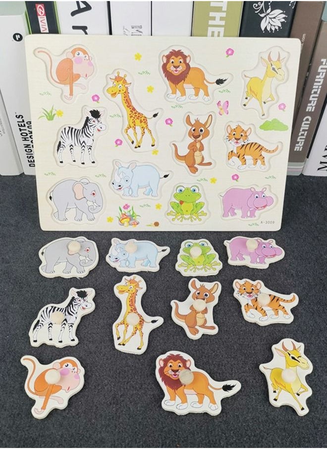 GROIC Wooden Puzzles Set，Fruits, Farm and Animals Learning Wooden Puzzles Board for Kids, Preschool Educational Puzzles Activity Toys  - Image 3
